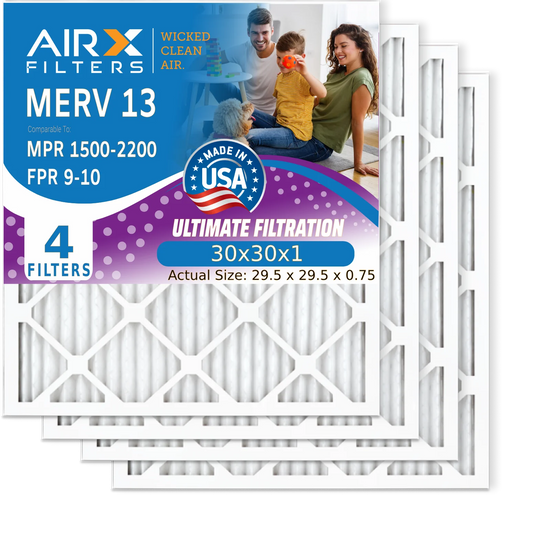 & - HVAC Air 13 30x30x1 9 Electrostatic Made MERV 2200 Comparable AIR. Filters USA 4 FPR by MPR Furnace to Filter AC Pleated Premium WICKED CLEAN FILTERS 1500 Air Conditioner 30x30x1 Filter Pack AIRX