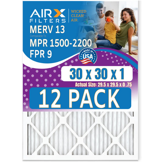 & 1500 Air Filter FPR 2200 - 9 Made 12 to 13 by USA FILTERS AIR. Comparable Furnace - in Filters 30x30x1 Rating, CLEAN WICKED Pack MERV MPR AIRX of